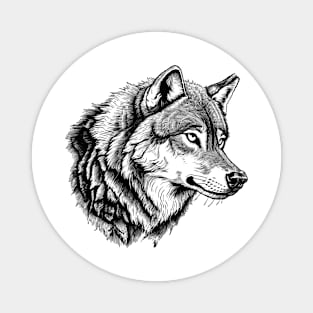 Black-White Wolf Head Magnet